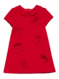 Patachou peter-pan collar flower-appliqué dress - Red