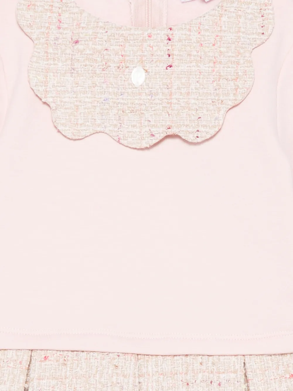 Patachou Tweed-collar Pleated Dress In Pink