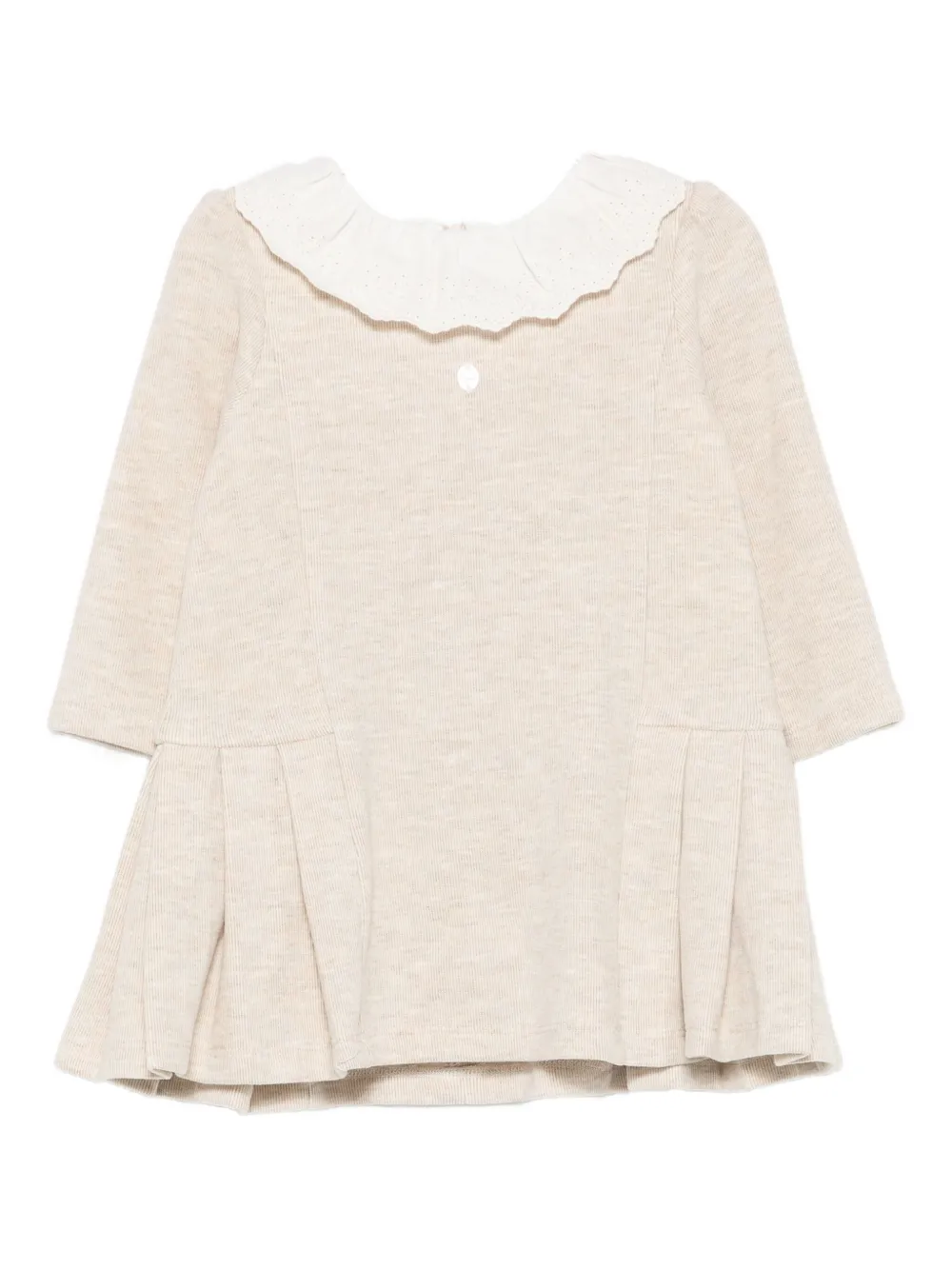 Patachou Pleated Collar Dress In Brown