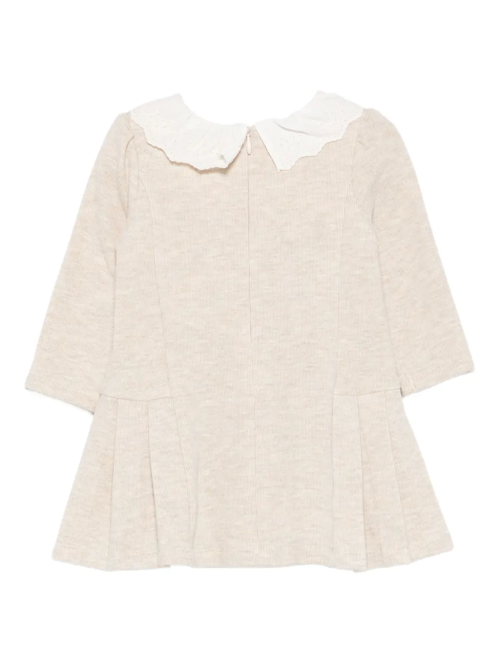 Patachou Pleated Collar Dress In Brown