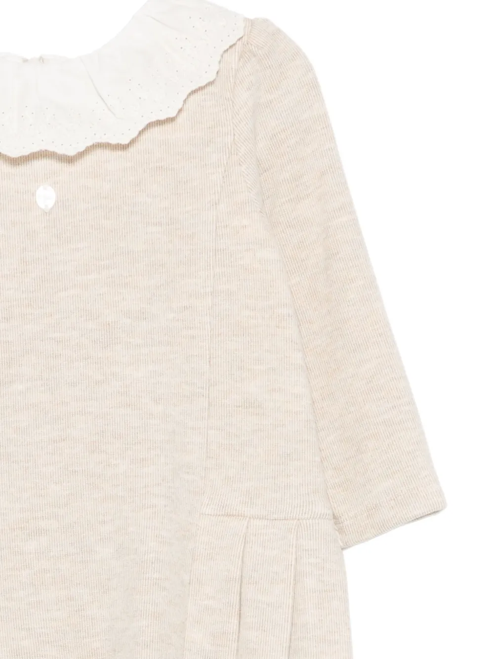 Patachou Pleated Collar Dress In Brown