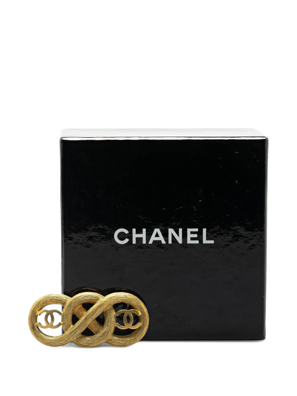 Pre-owned Chanel 1995 Gold Plated Infinity Cc Brooch Costume Brooch