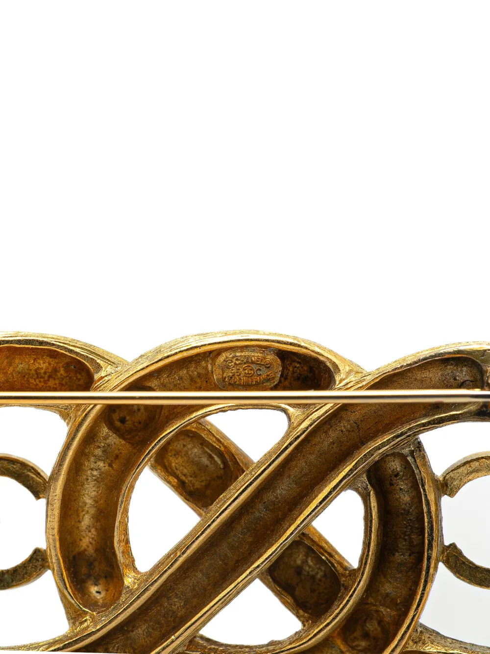 Pre-owned Chanel 1995 Gold Plated Infinity Cc Brooch Costume Brooch