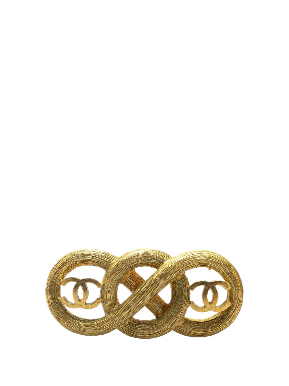 Pre-owned Chanel 1995 Gold Plated Infinity Cc Brooch Costume Brooch
