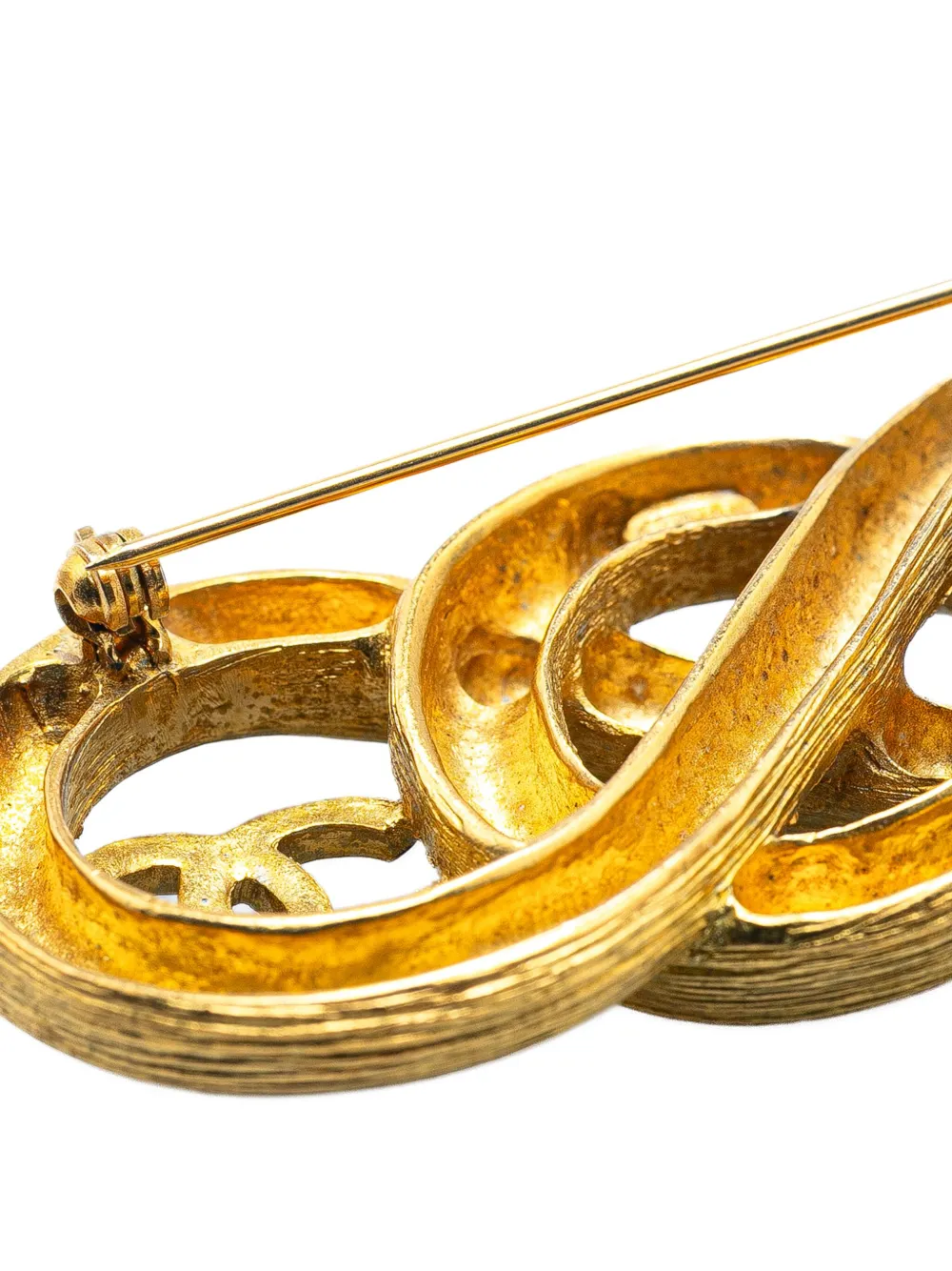 Pre-owned Chanel 1995 Gold Plated Infinity Cc Brooch Costume Brooch