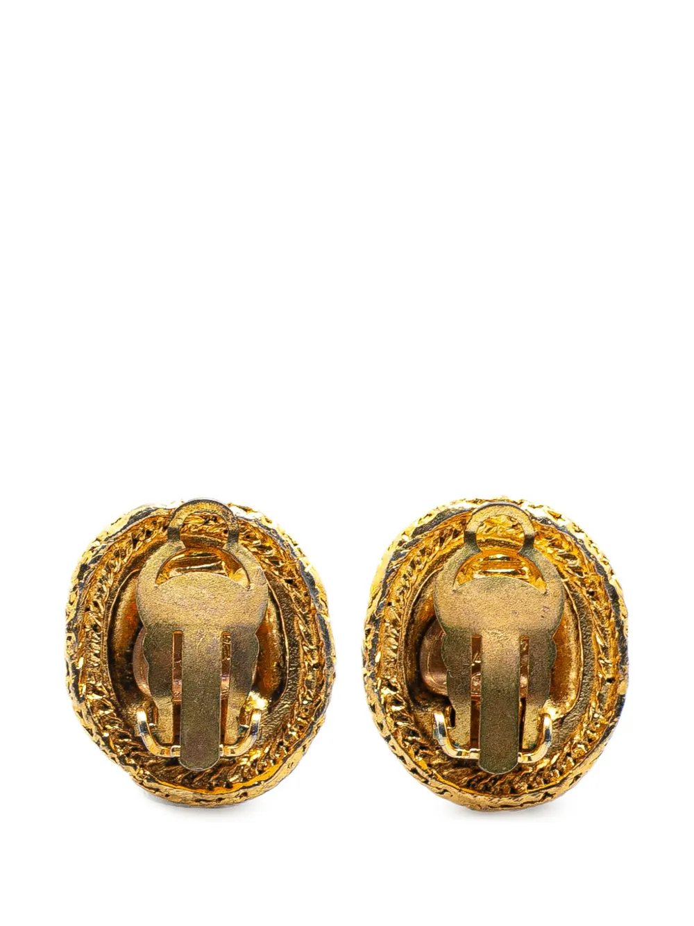 CHANEL Pre-Owned 20th Century Gold Plated CC Round Clip On Earrings costume earrings | Image 2