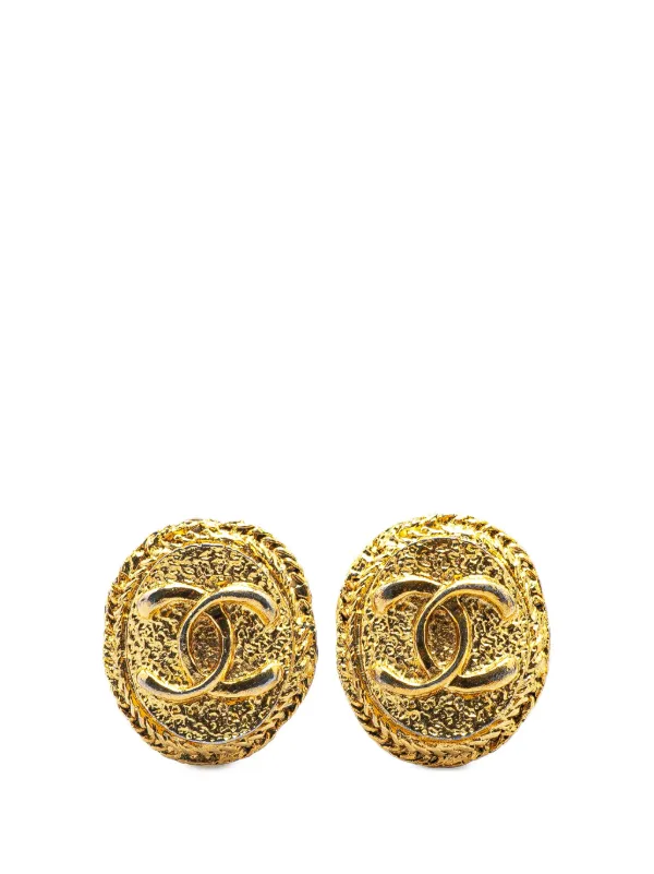 CHANEL Pre-Owned 20th Century Gold Plated CC Round Clip On Earrings Costume  Earrings Gold FARFETCH IN