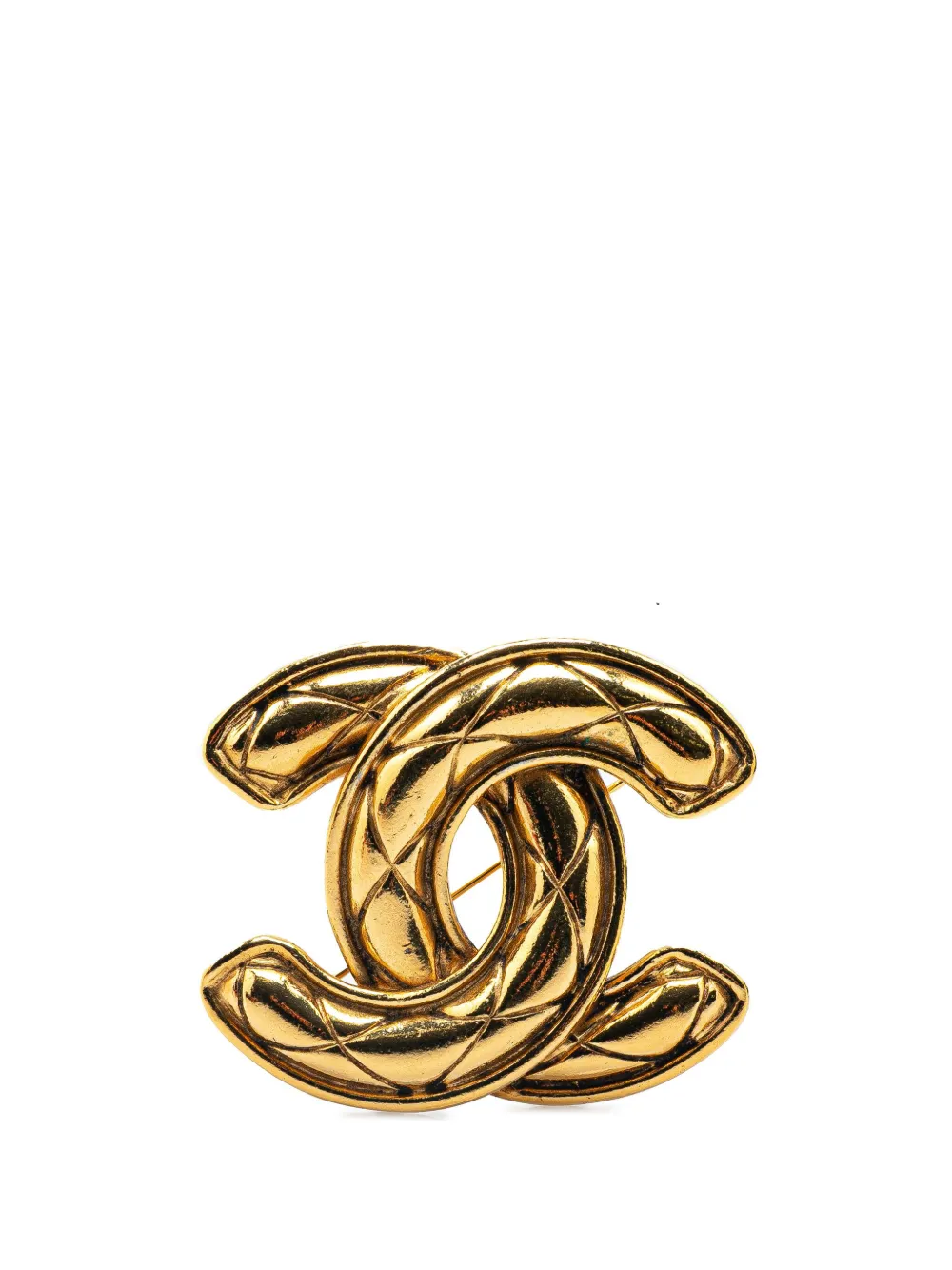 CHANEL Pre-Owned 1970-1980 ゴールドプレーテッド ココマーク マトラッセ コスチューム ブローチ - CHANEL Pre-Owned 1970-1980 ゴールドプレーテッド ココマーク マトラッセ コスチューム ブローチ -