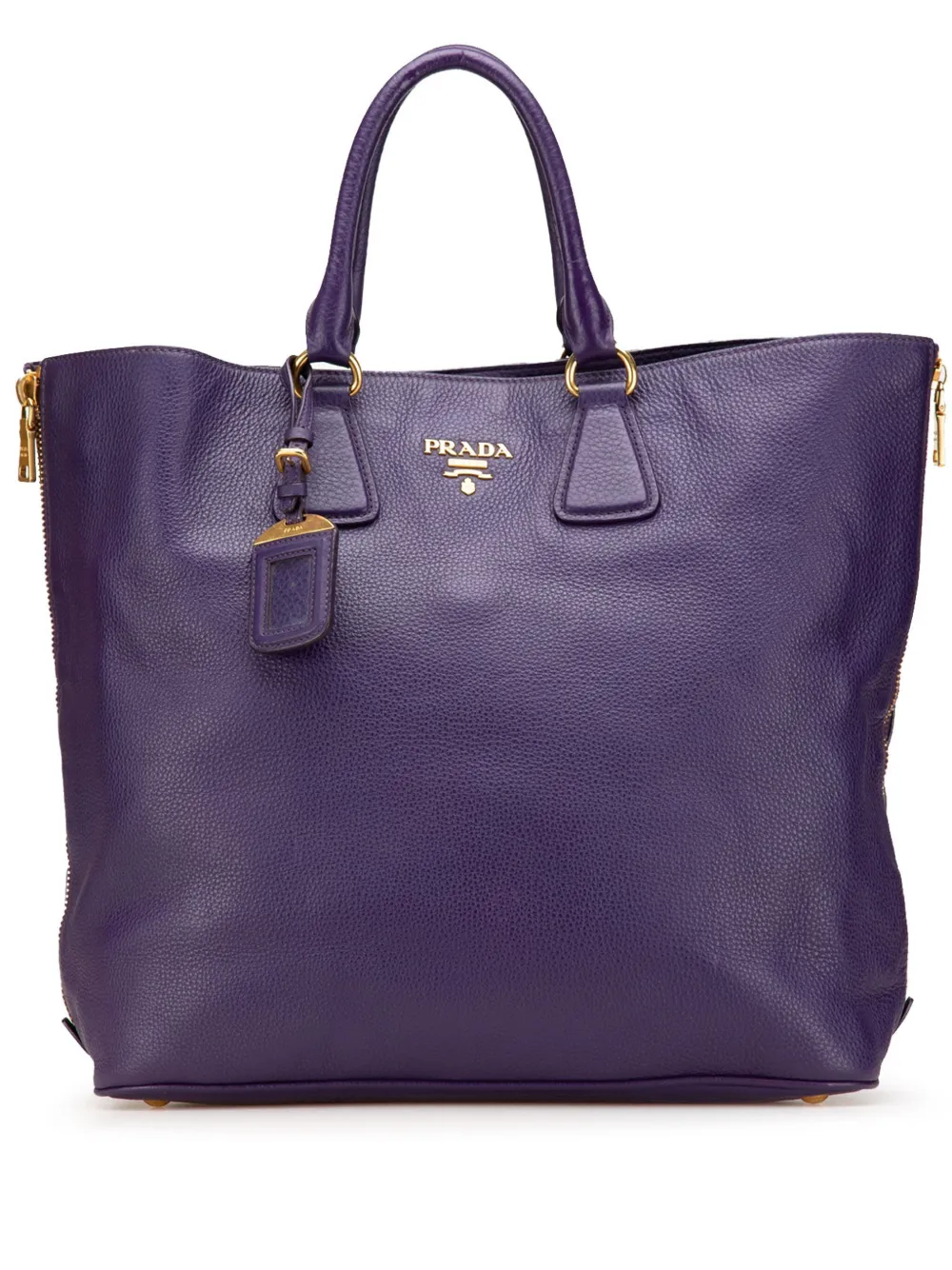 Prada Pre-Owned 2010-2025 Vitello Daino Side Zip Convertible Tote satchel | Purple | Image 1
