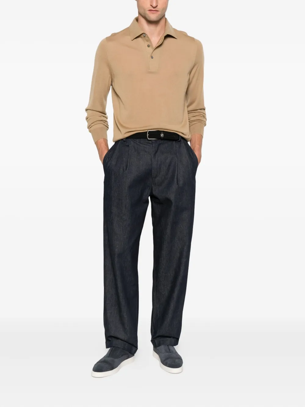 Gran Sasso Poloshirt met lange mouwen - Bruin