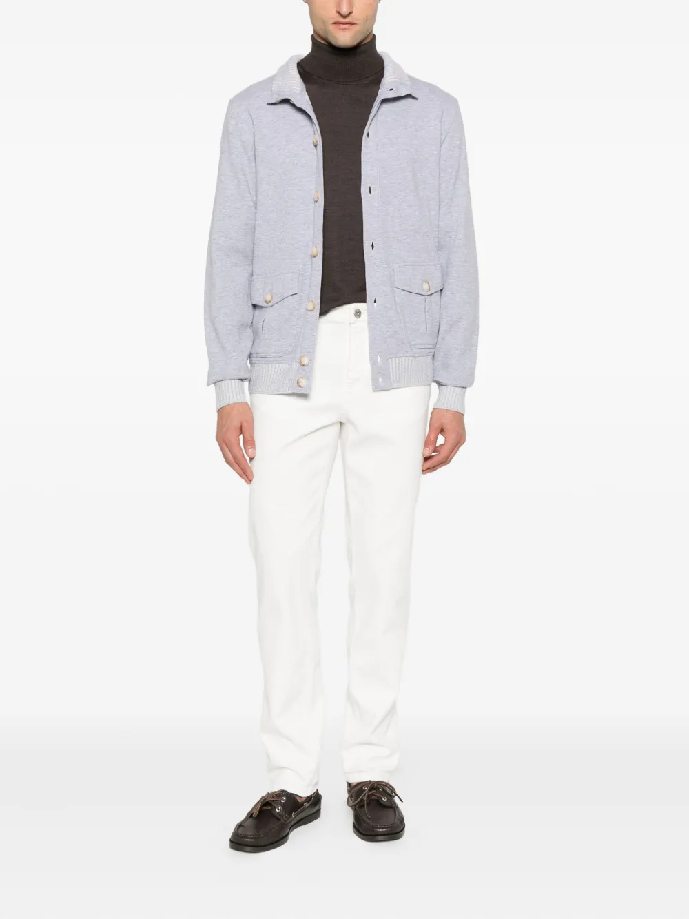 Gran Sasso Button-fastening Ribbed-hem Jacket In Gray