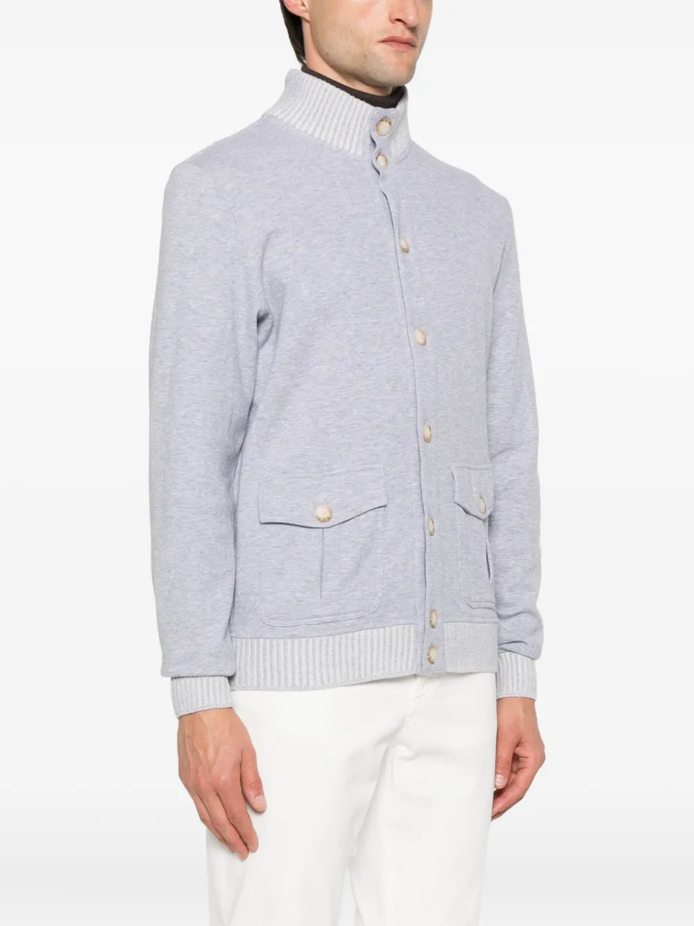 Gran Sasso Button-fastening Ribbed-hem Jacket In Gray