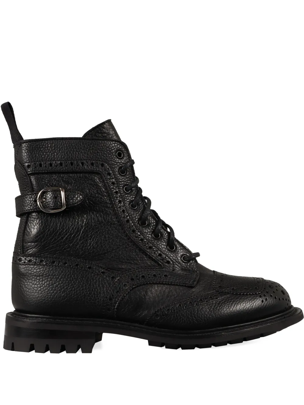 Tricker's buckle-strap brogue combat boots | Black | Image 1
