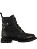 Tricker's buckle-strap brogue combat boots - Black