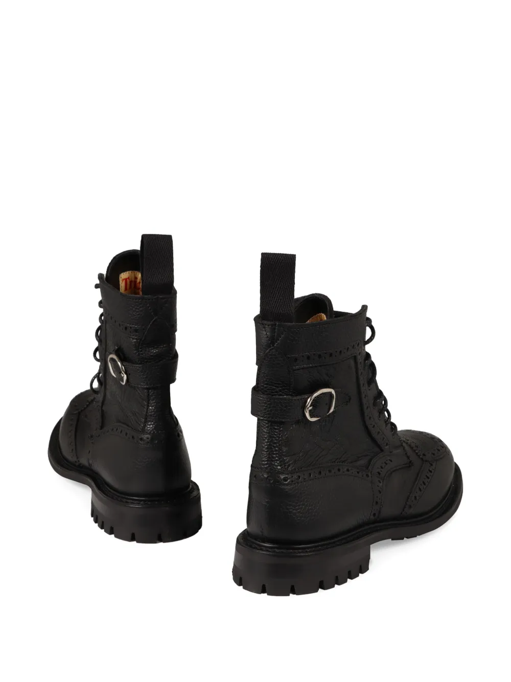 Tricker's buckle-strap brogue combat boots Black