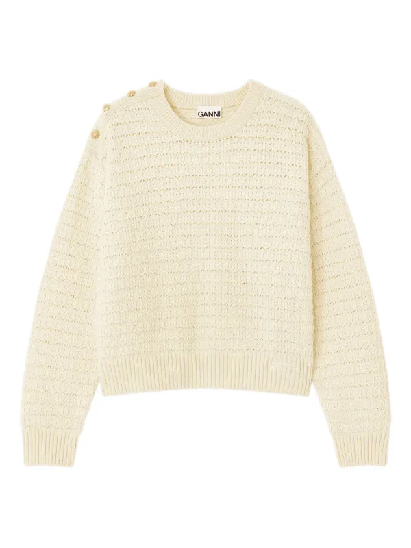 Ganni Button-detail Sweater in Neutrals