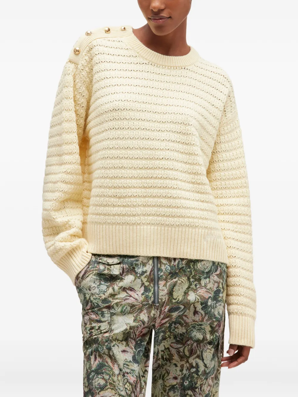 GANNI Trui met knoopdetail Beige