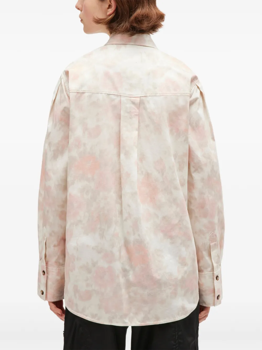 GANNI Katoenen shirt met ruches Beige