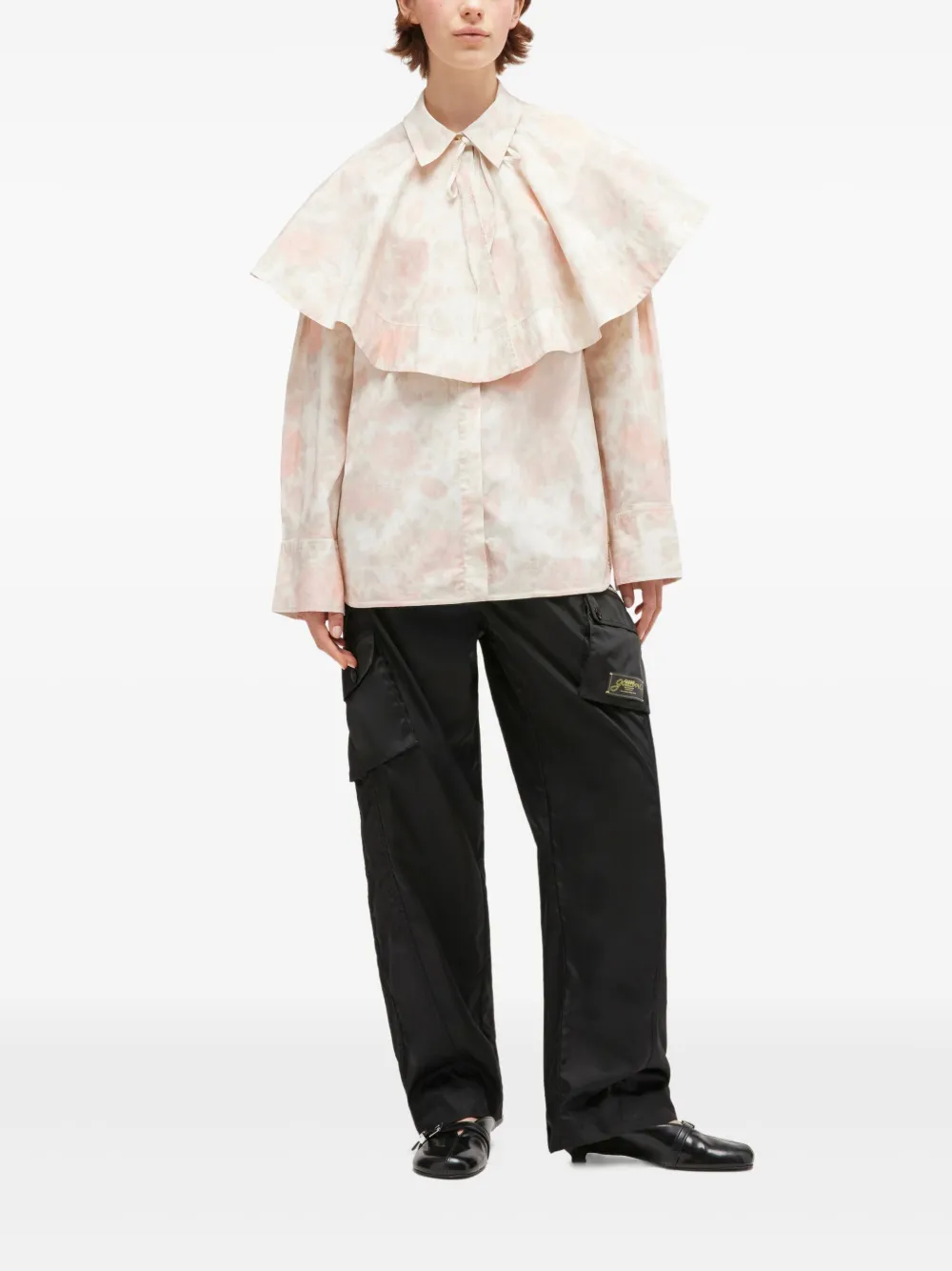 GANNI ruffled cotton shirt | Neutrals | Image 1