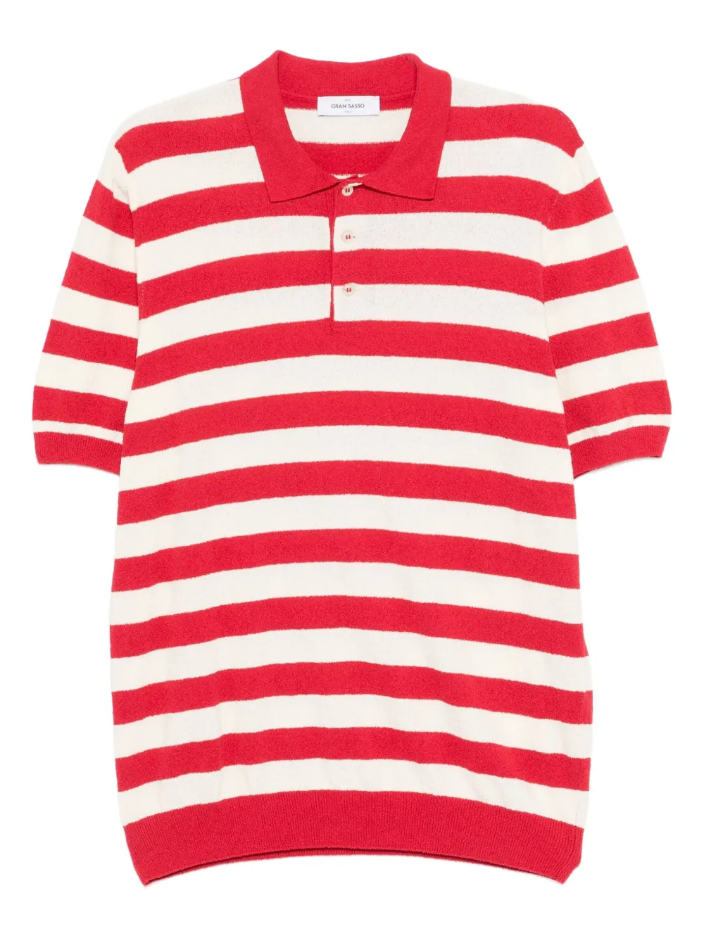 Gran Sasso ストライプ ポロシャツ - レッド Gran Sasso ストライプ ポロシャツ - レッド