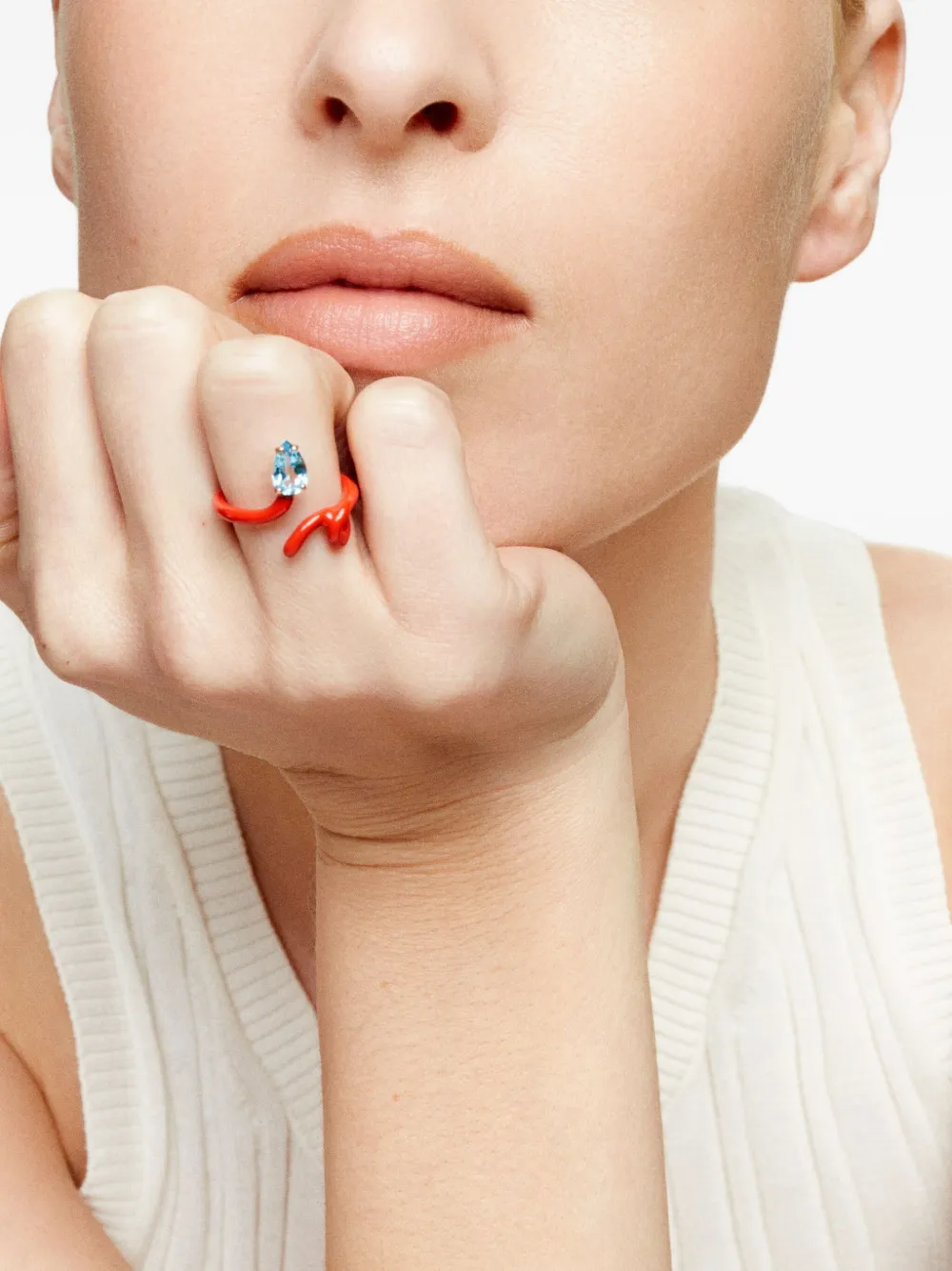 Bea Bongiasca 9K yellow gold Baby Vine topaz ring - レッド