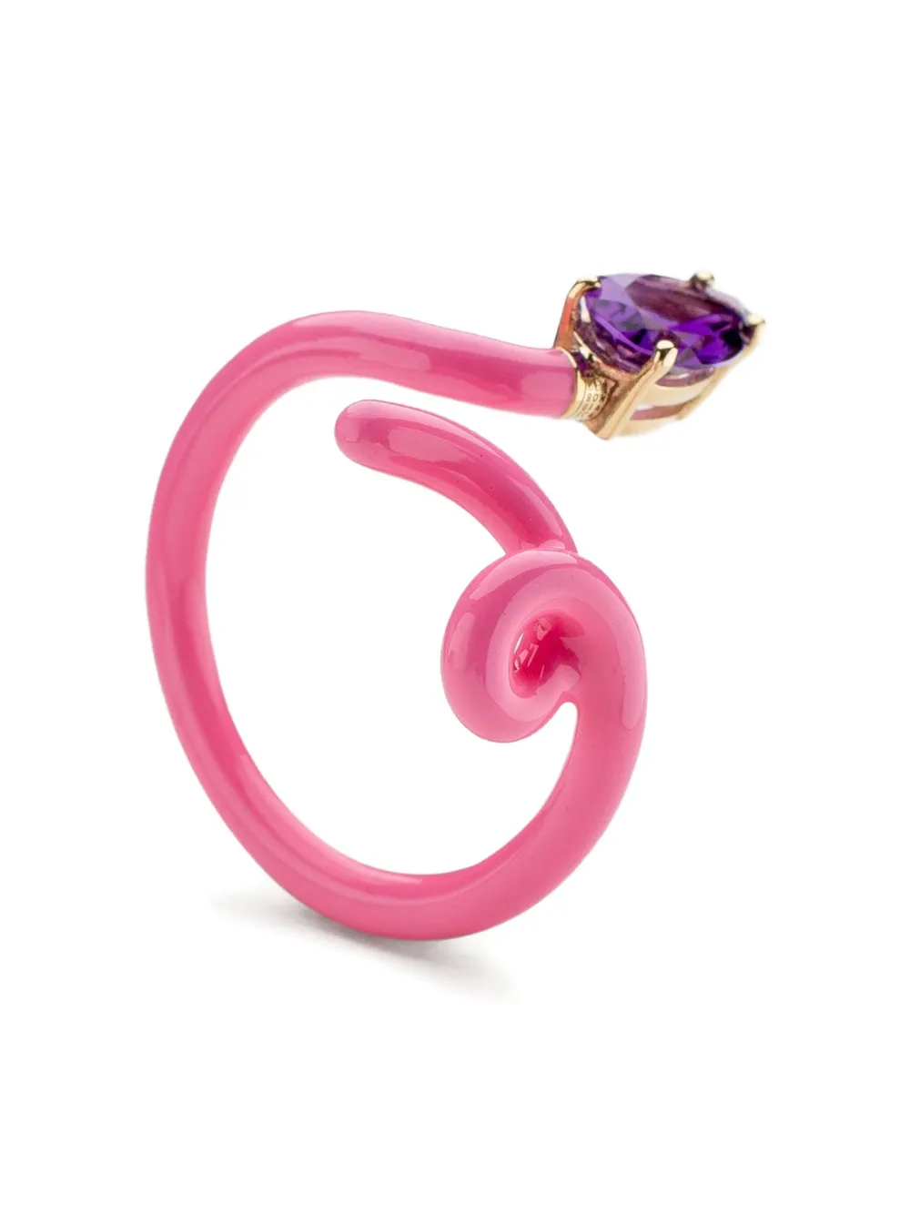 Bea Bongiasca 9k Yellow Gold Baby Vine Amethyst Ring In Pink