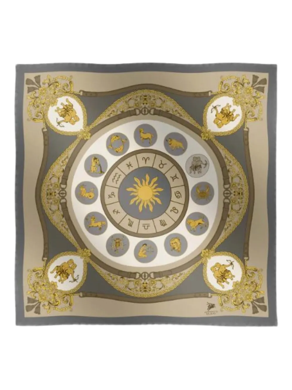 zodiac-print silk scarf