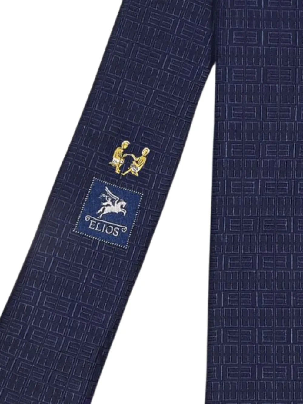 Elios Milano Gemini zijden stropdas met geometrisch patroon Blauw