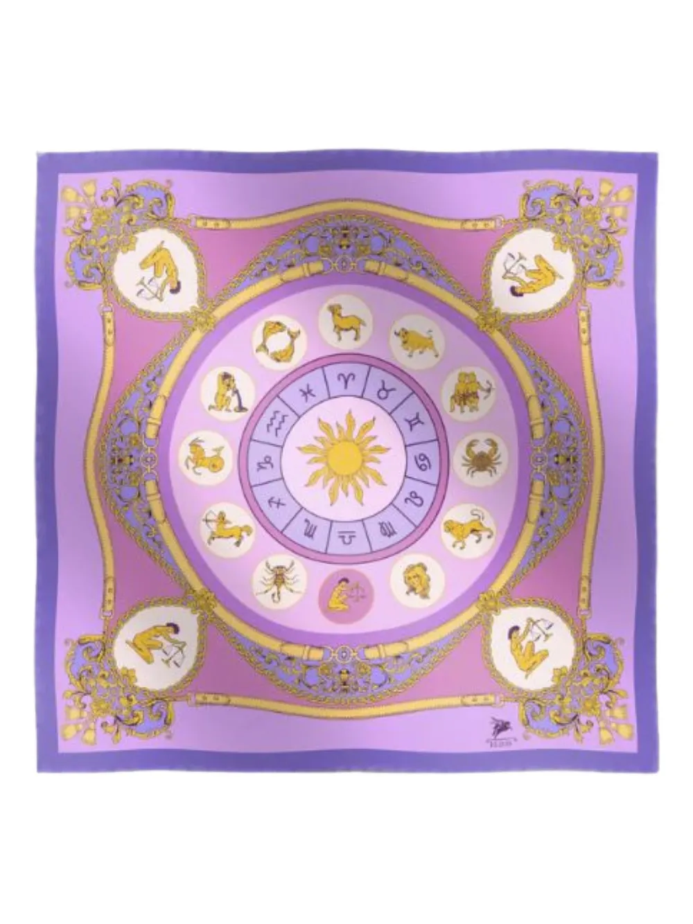 zodiac-print silk scarf