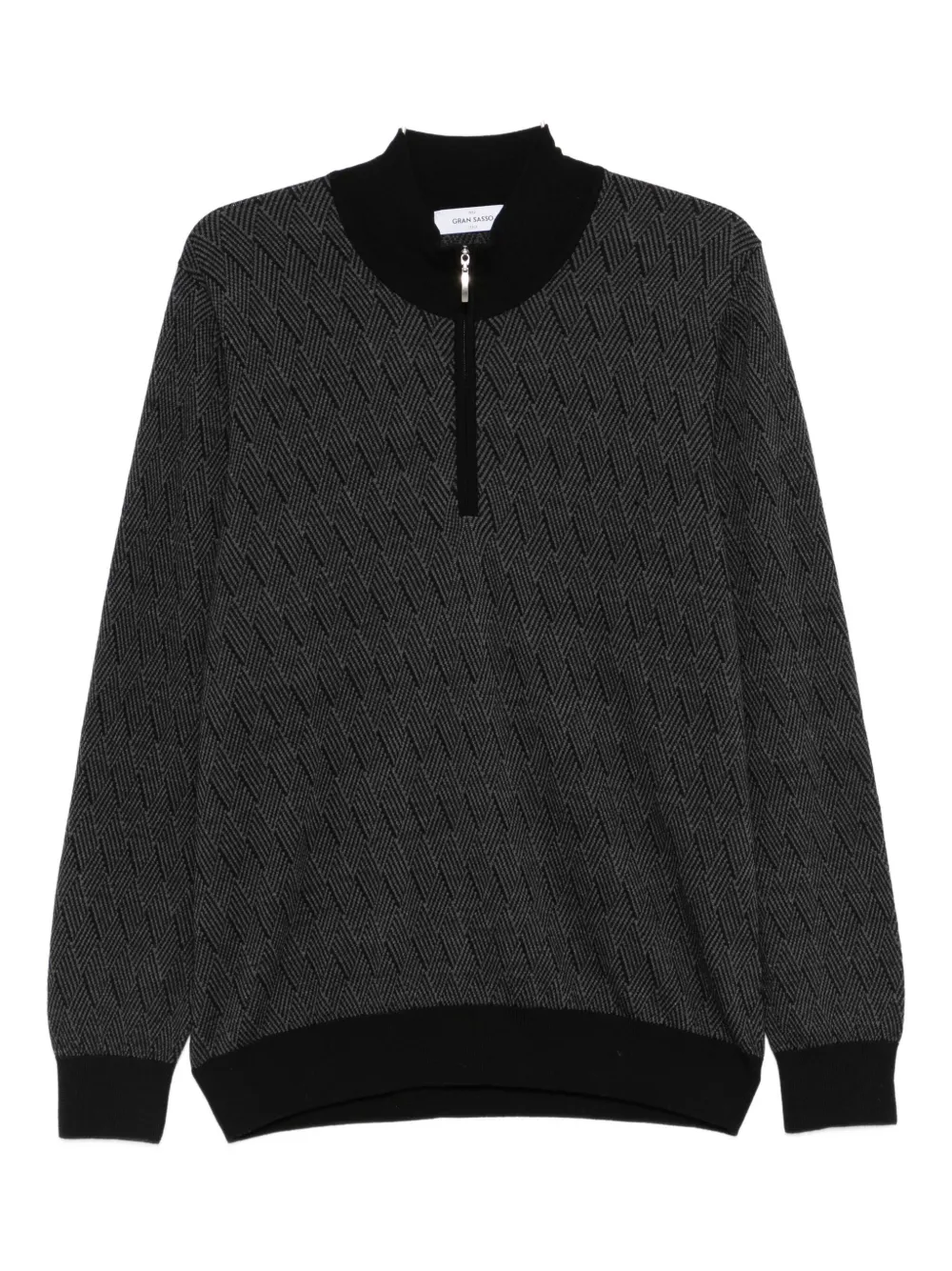 Gran Sasso Virgin Wool Half-zip Sweatshirt In Black
