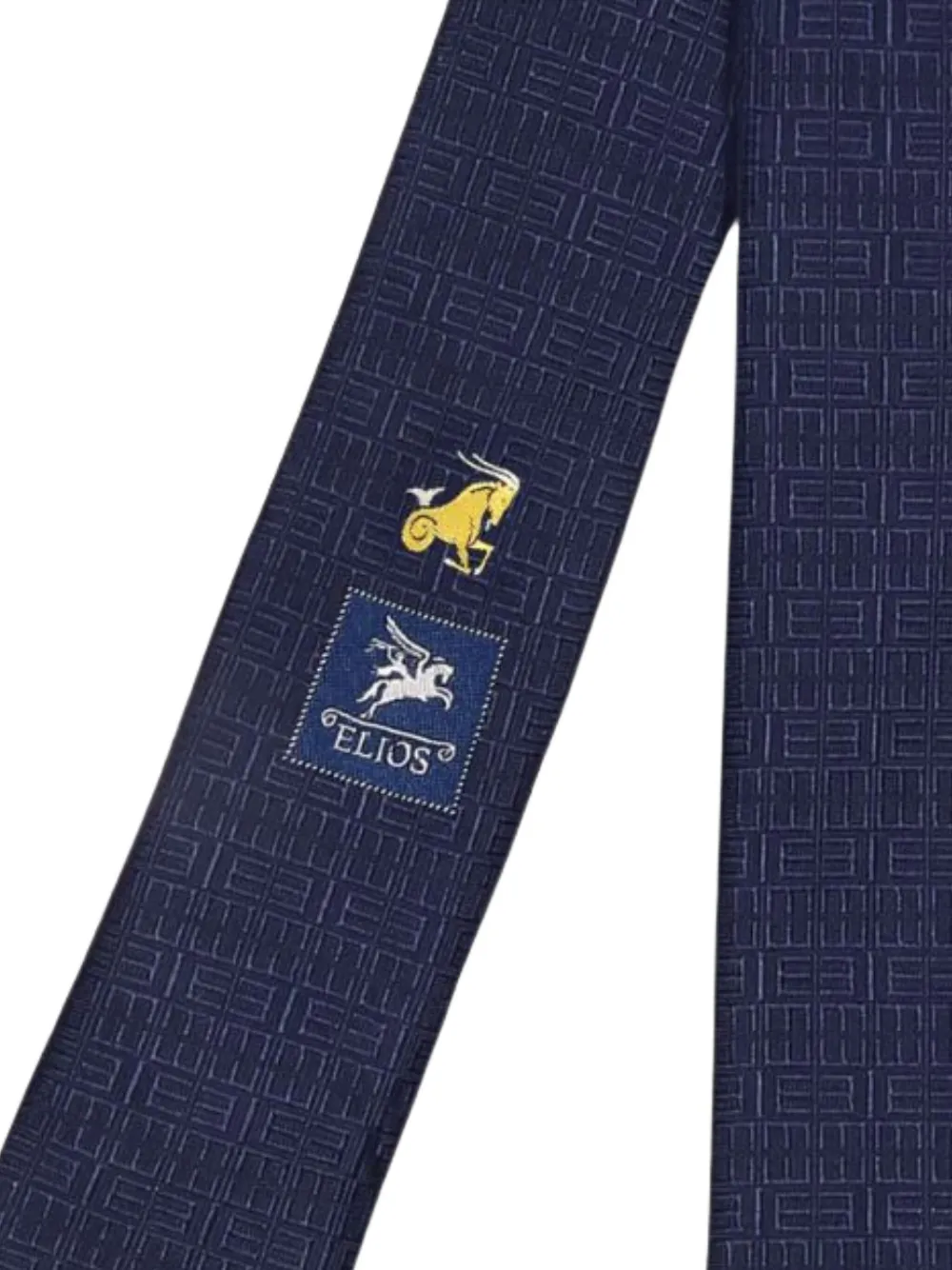 Elios Milano Aries zijden stropdas met geometrisch patroon Blauw