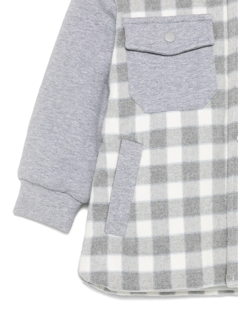 Patachou Hooded Check-pattern Padded Jacket In Gray
