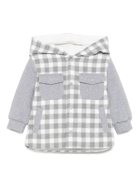 Patachou hooded check-pattern padded jacket