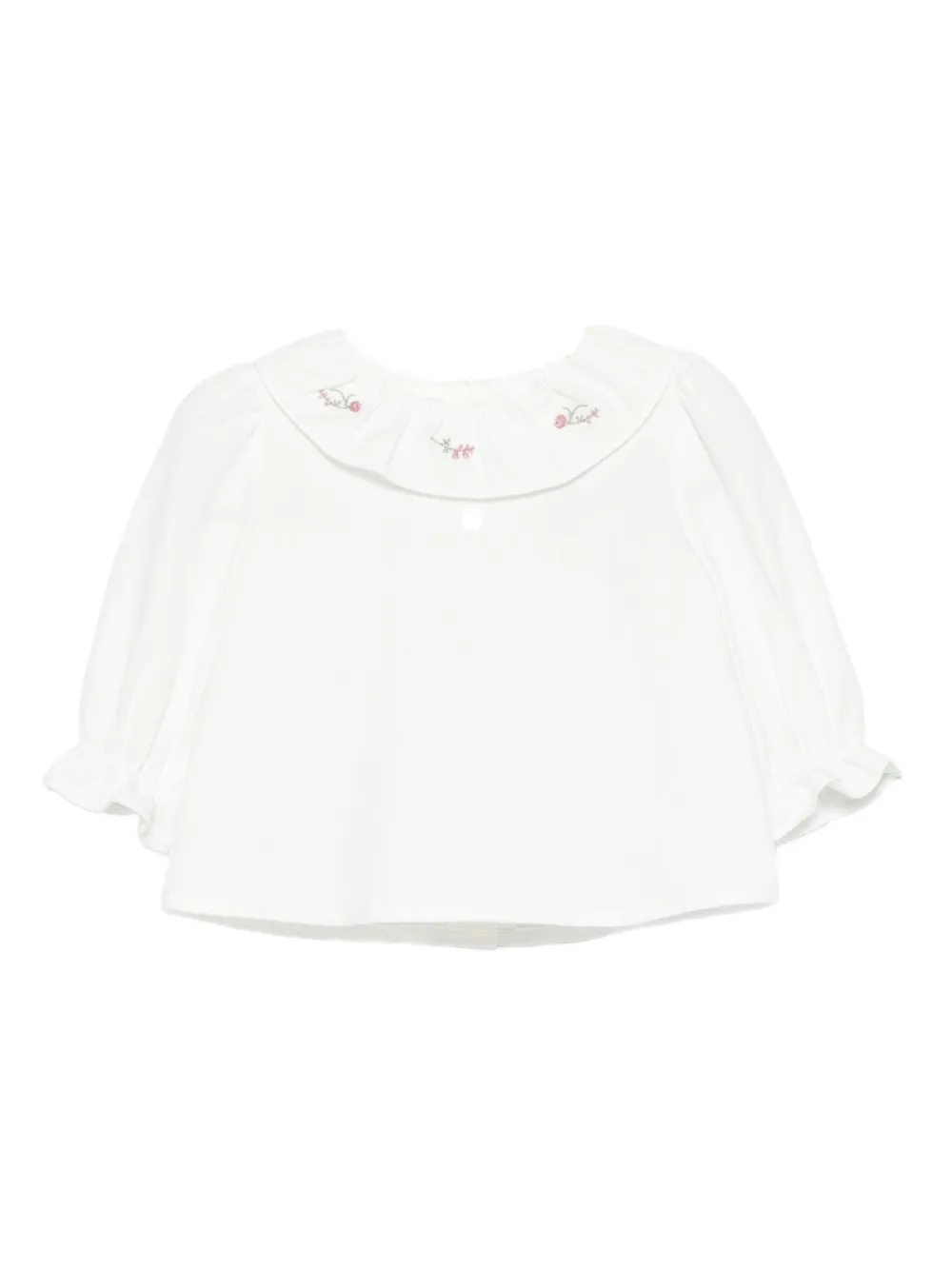 Patachou Babies' Embroidered Ruffled Blouse In White
