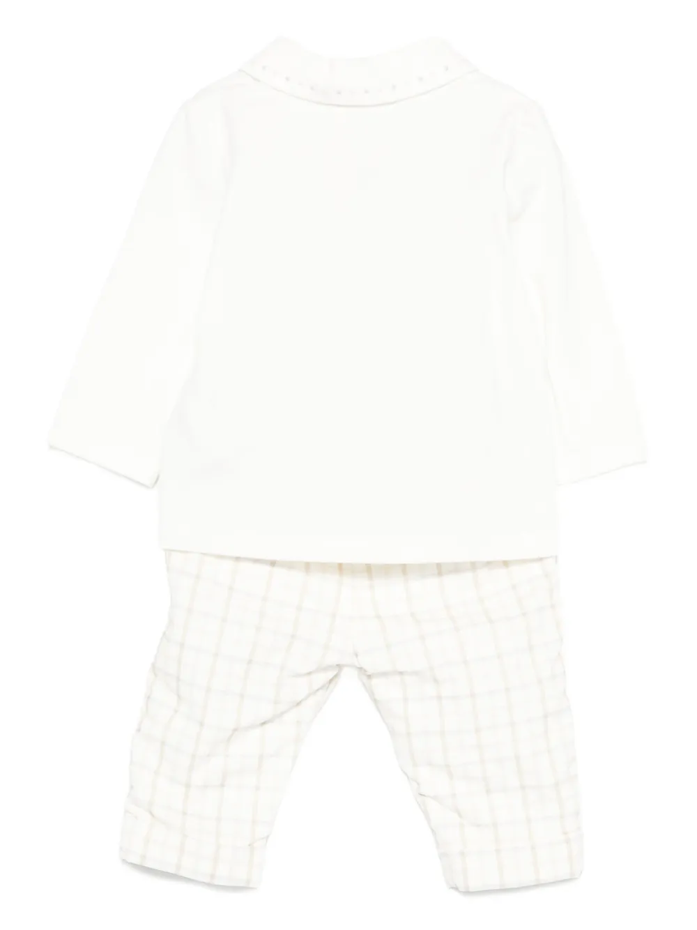 Patachou Checked-pattern Trousers (set Of Two) In White