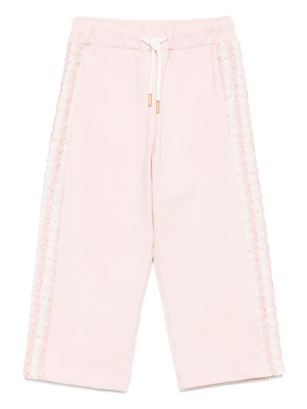 Patachou Tweed-panelled Tracksuit Bottoms In Pink