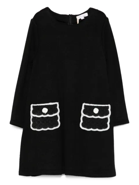 Patachou crochet-pocket long-sleeve dress