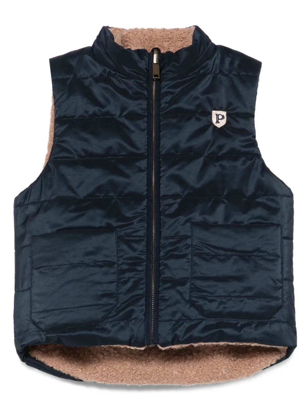Patachou Babies' Zip-front Quilted Vest In Blue