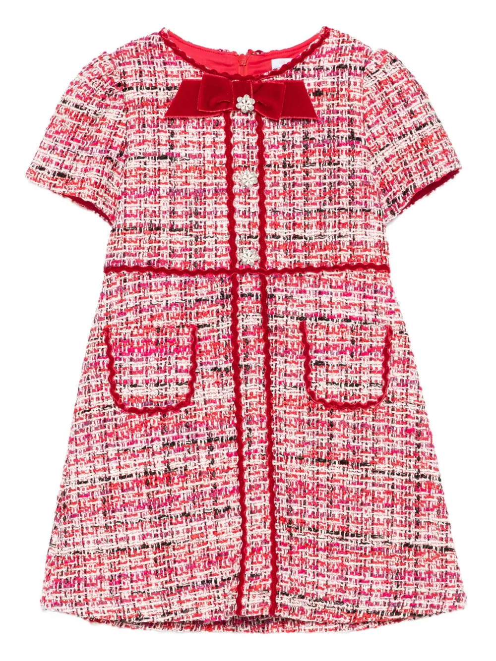 Patachou tweed bow dress | Red | Image 1