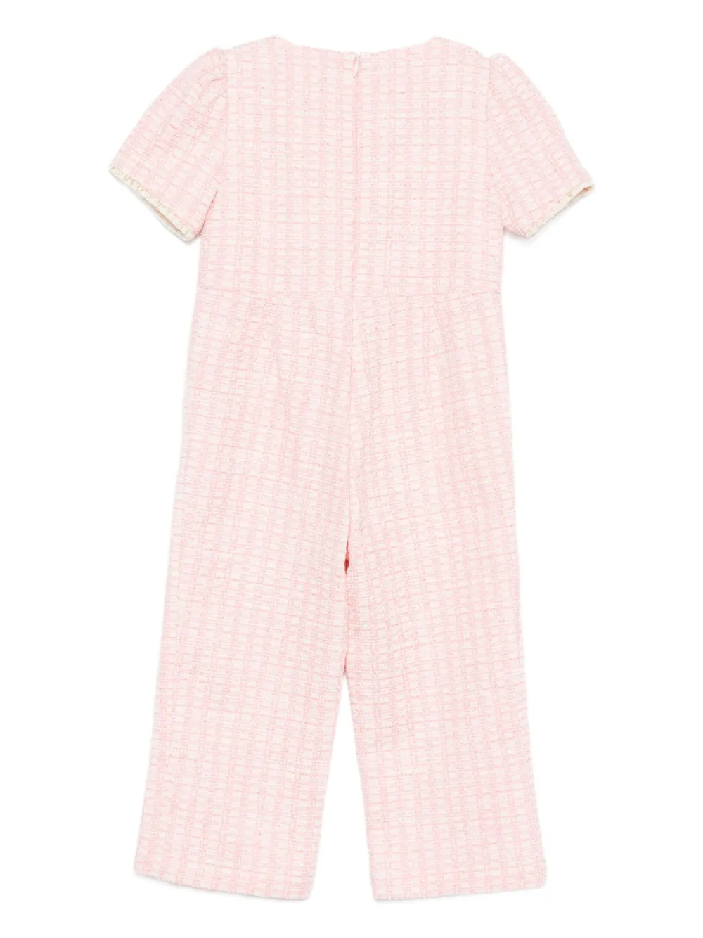 Patachou Tweed Pearl-embellished Jumpsuit In Pink