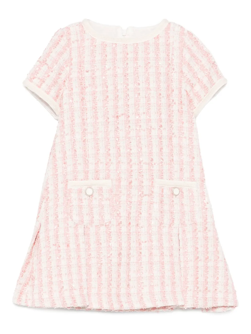 Patachou Striped Tweed Dress In Pink