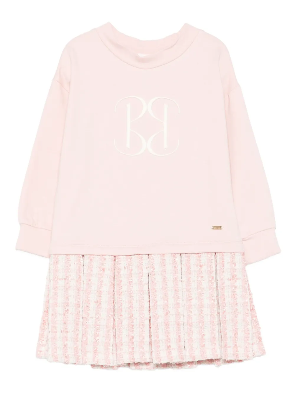 Patachou Pleated Sweatshirt Dress In Pink