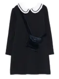 Patachou Peter-pan collar velvet-trimmed dress - Blue