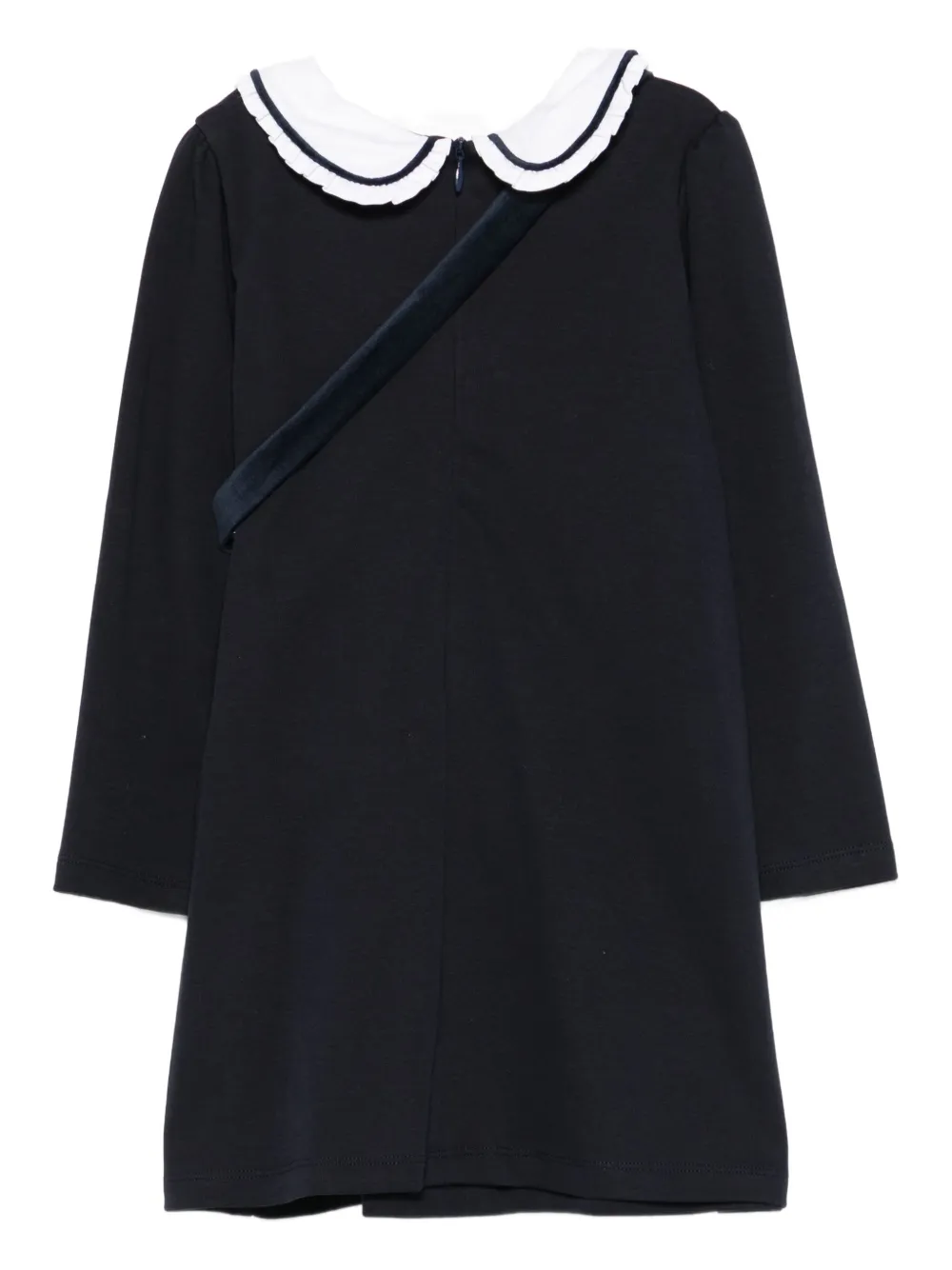 Patachou Peter-pan Collar Velvet-trimmed Dress In Black