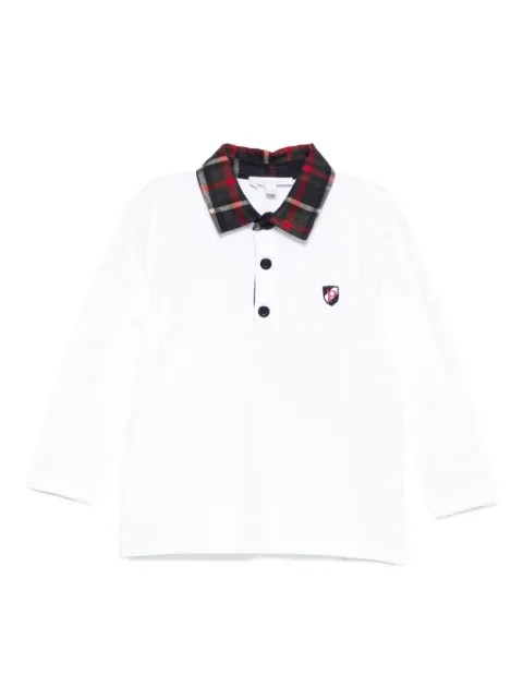 Patachou plaid-collar polo shirt