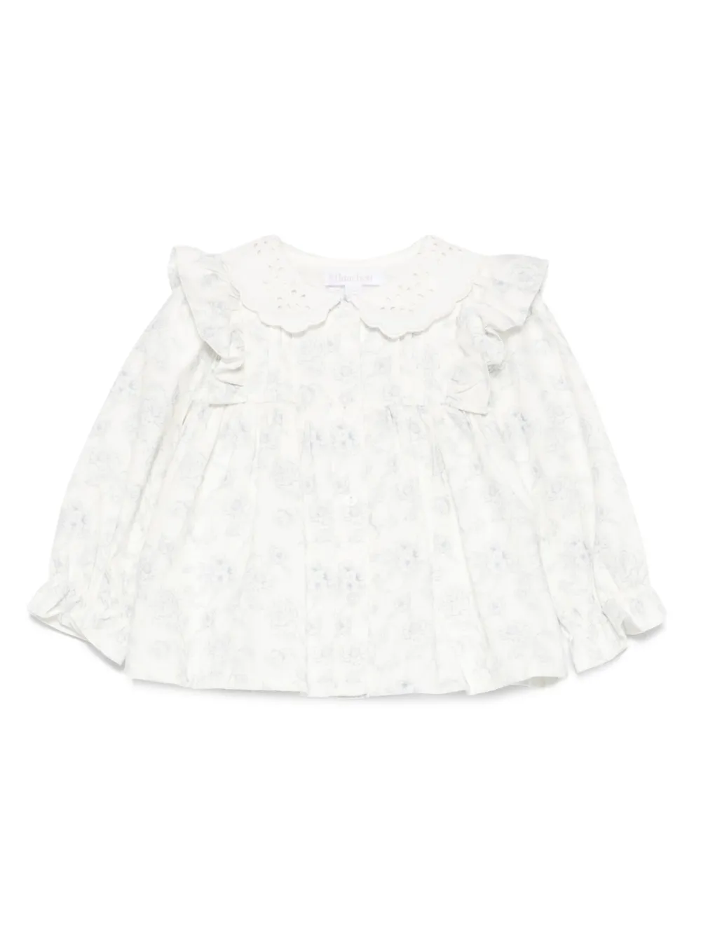 Patachou Babies' Floral-print Ruffled Blouse In White