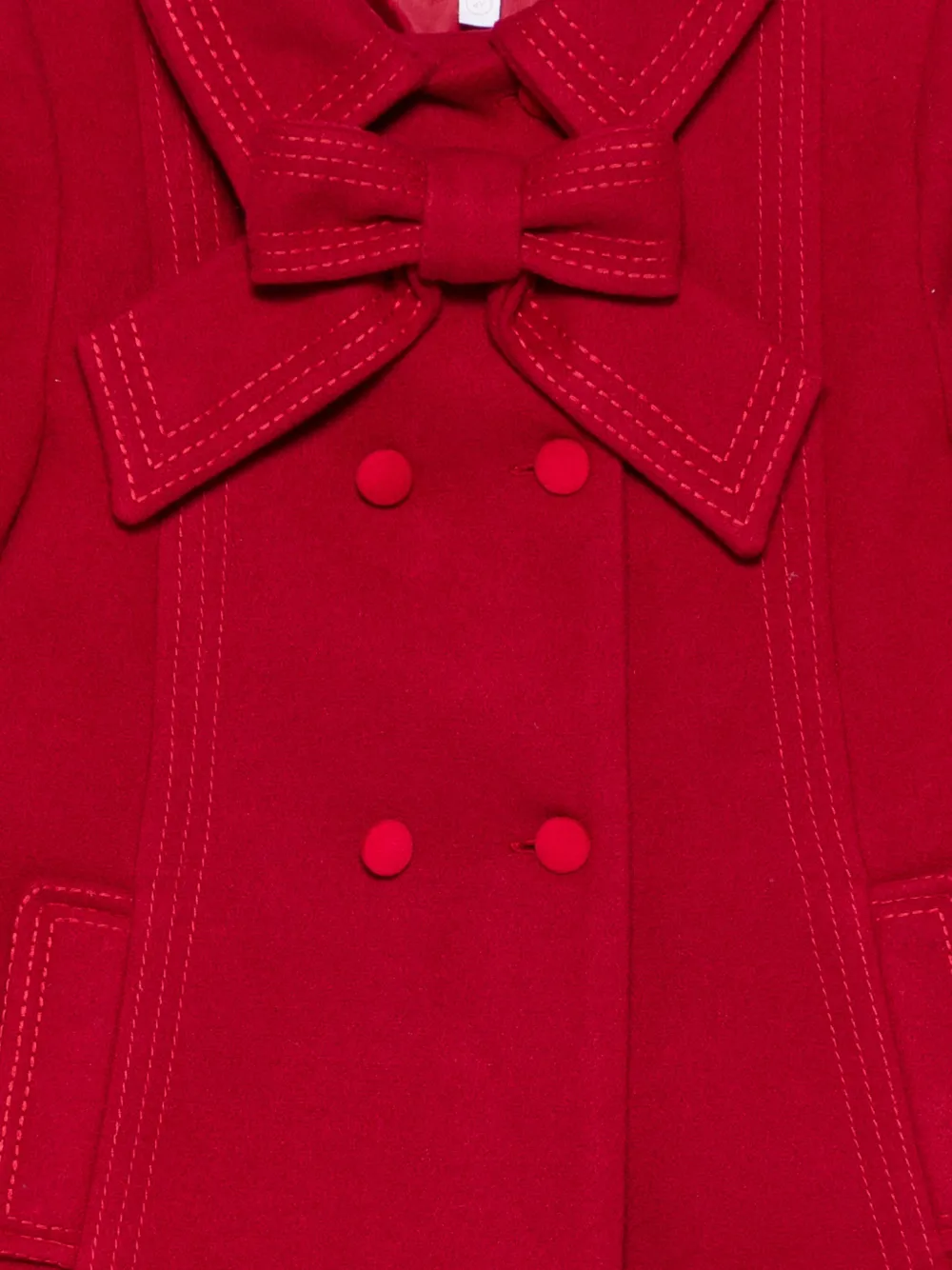Patachou Bow Pleated Peacoat In Red