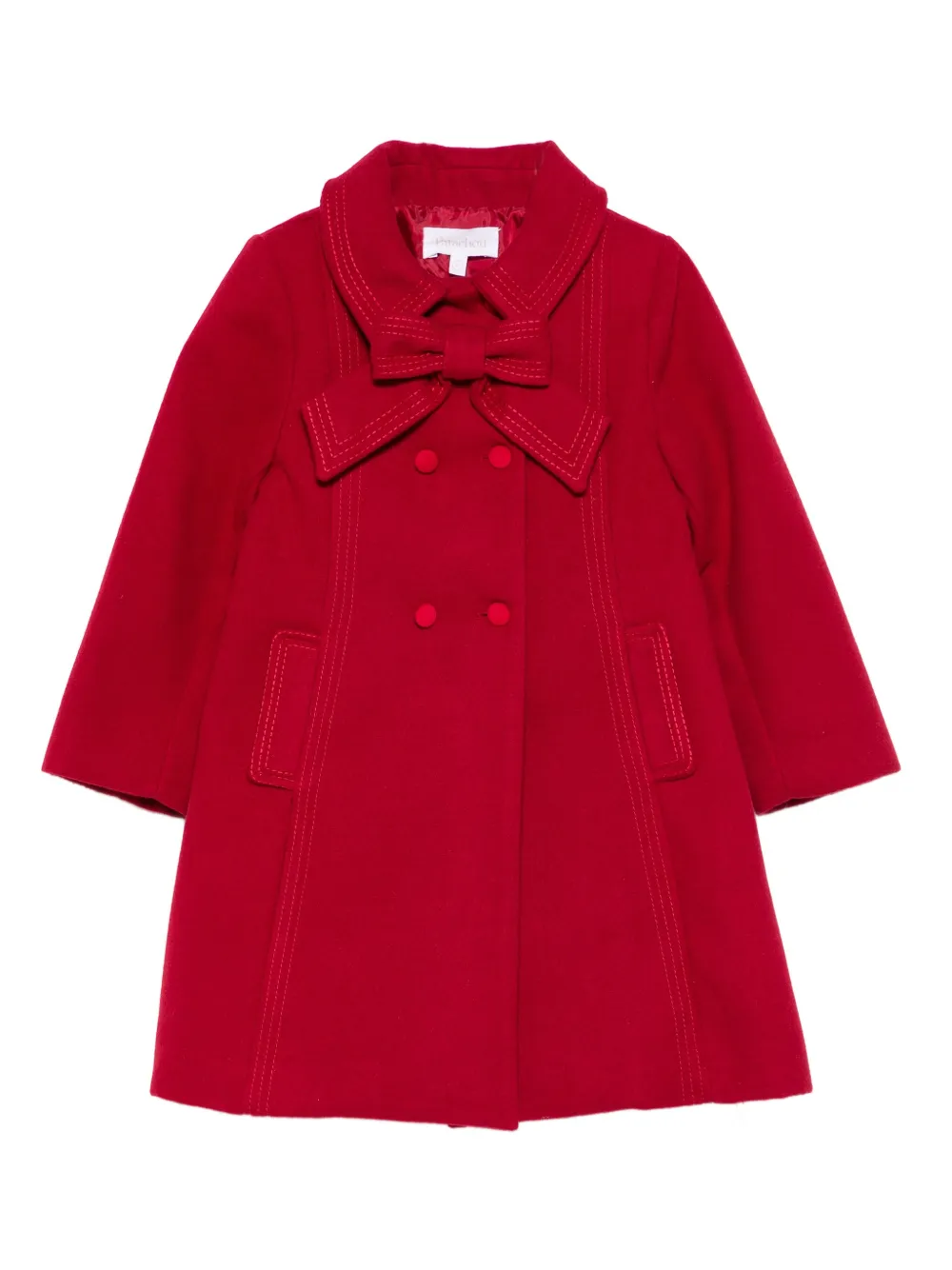 Patachou Kids' Bow Pleated Peacoat In Red