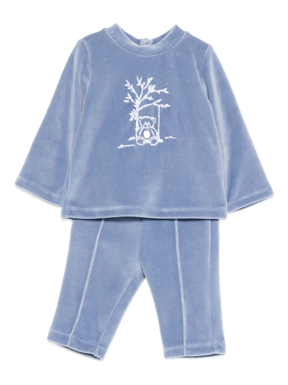 Patachou Embroidered Velour-effect Tracksuit Set In Blue