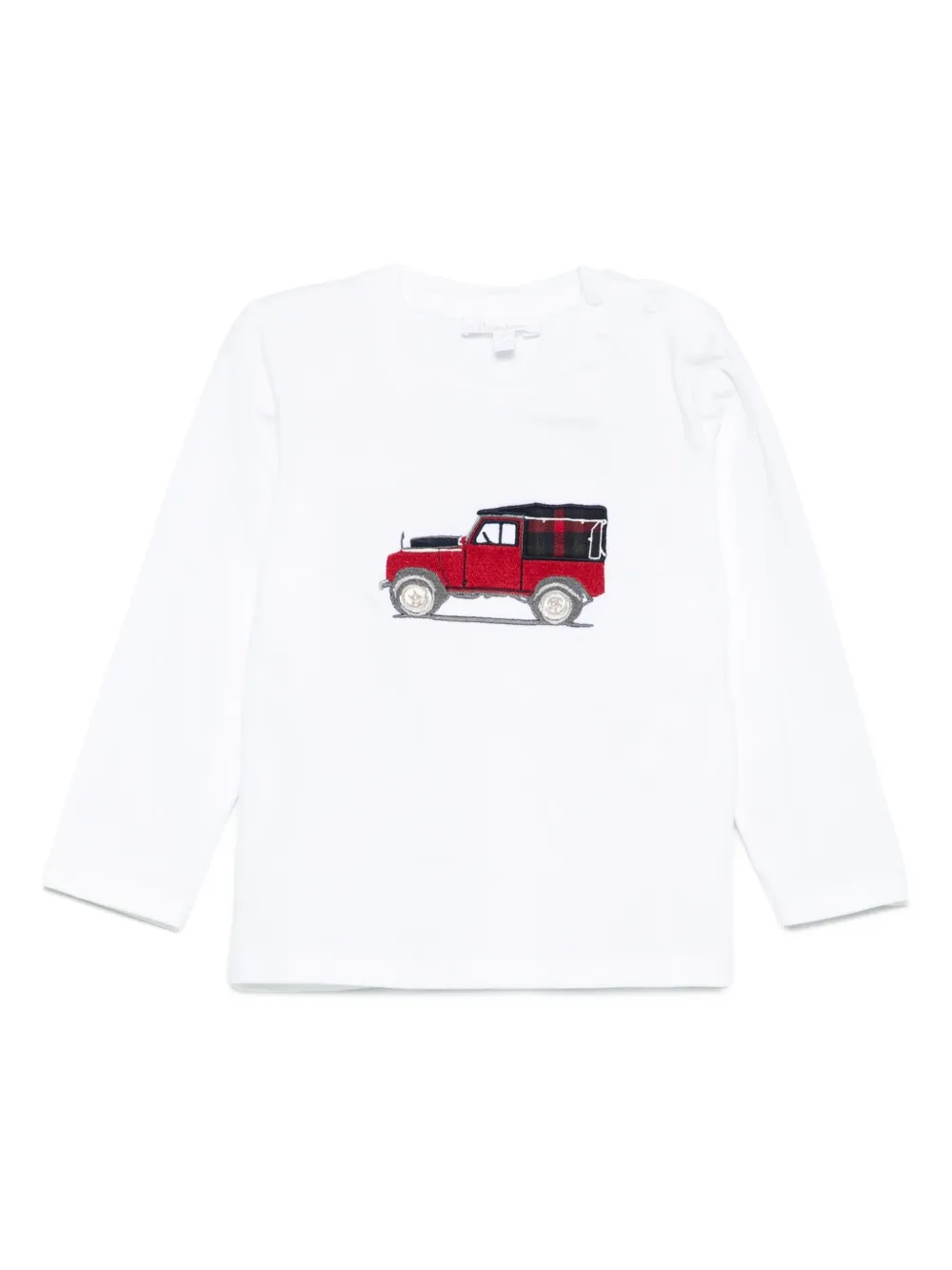 Patachou Embroidered-vehicle Long-sleeve T-shirt In White